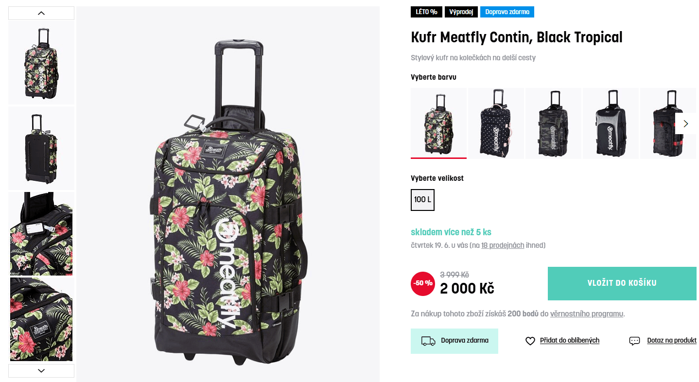 Kufr Meatfly 100l., 72 x 40cm, 2 kolečka